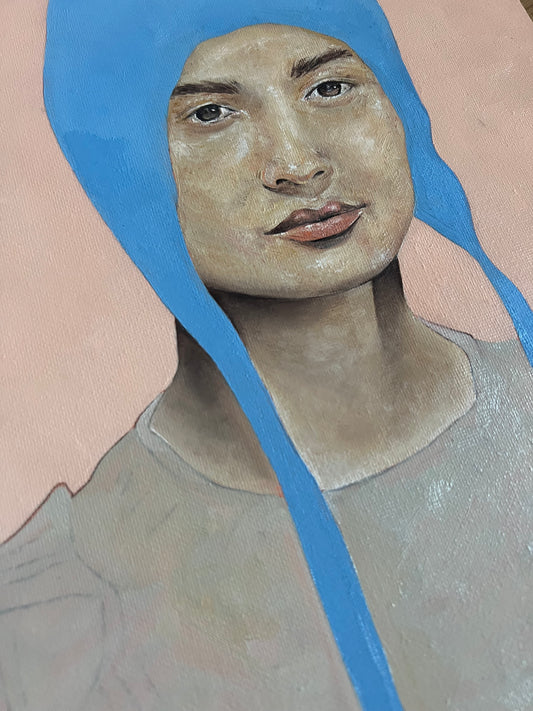 WOMAN WITH A BLUE BONNET