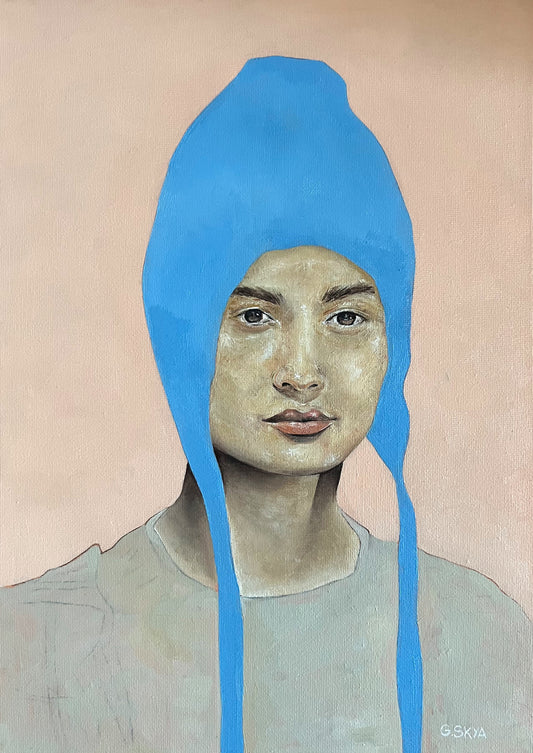 WOMAN WITH A BLUE BONNET